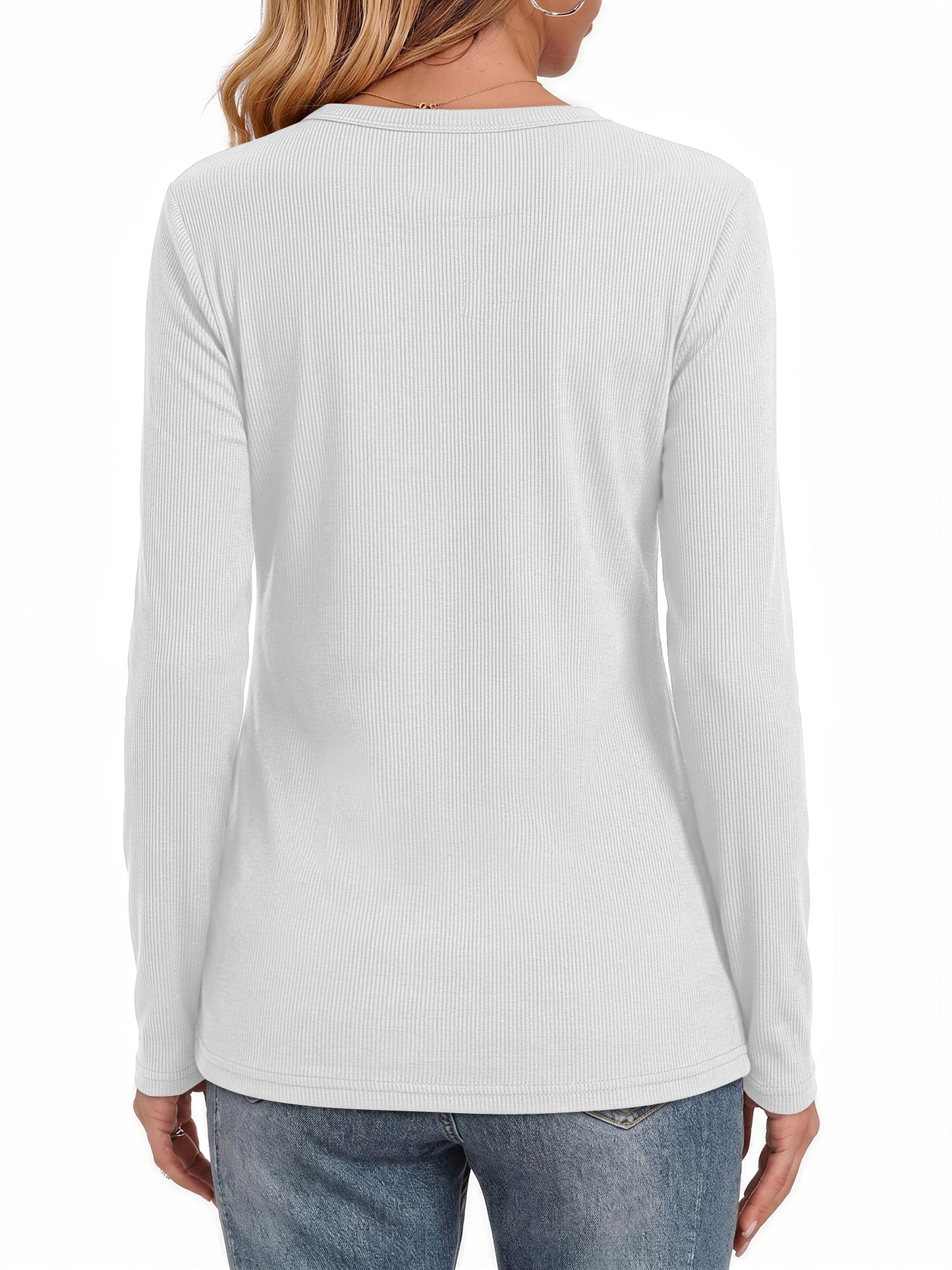 MOSHU 3 Pack T Shirts for Women Ribbed Long Sleeve Shirts Crew Neck Slim Fit Undershirts Casual Fall Tight Tops