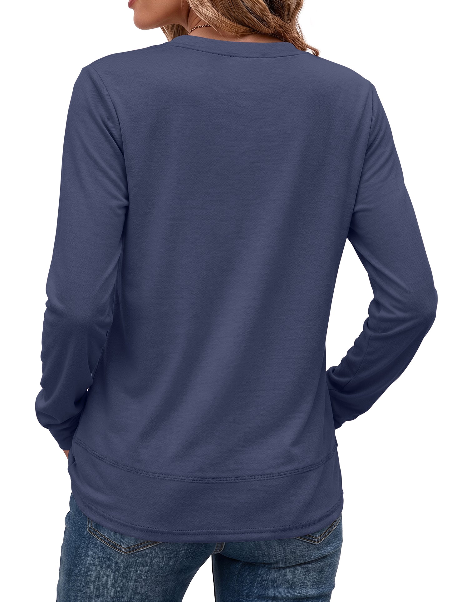 MOSHU 3 Pack Pullover Sweatshirts for Women Crew Neck Long Sleeve Shirts Casual Loose Fit Sweatshirts Curved Hem Tunic Tops