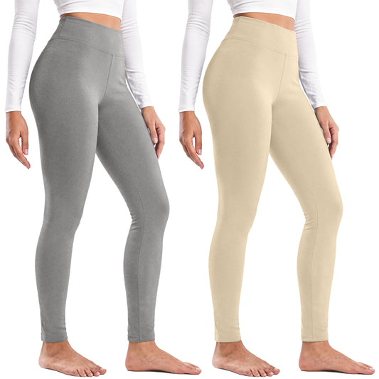 MOSHU 2 Pack Leggings for Women High Waisted Fleece Lined Leggings Thermal Yoga Pants Winter Warm Tummy Control Workout Pants