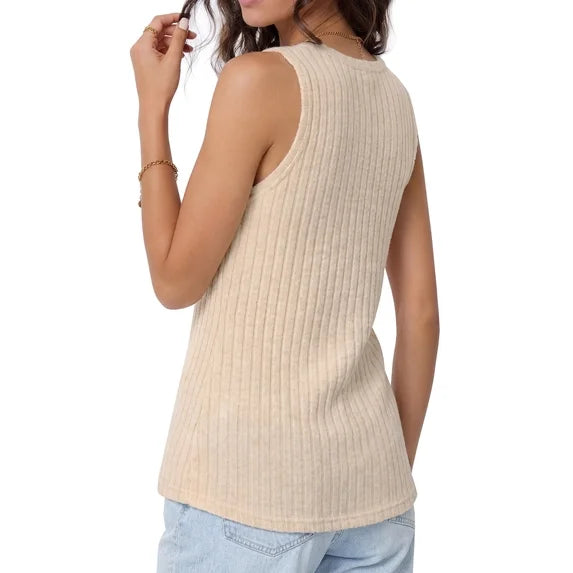 MOSHU 2 Pack Tank Tops for Women Crew Neck Sleeveless Tops Dressy Casual Loose Fit Summer Shirts