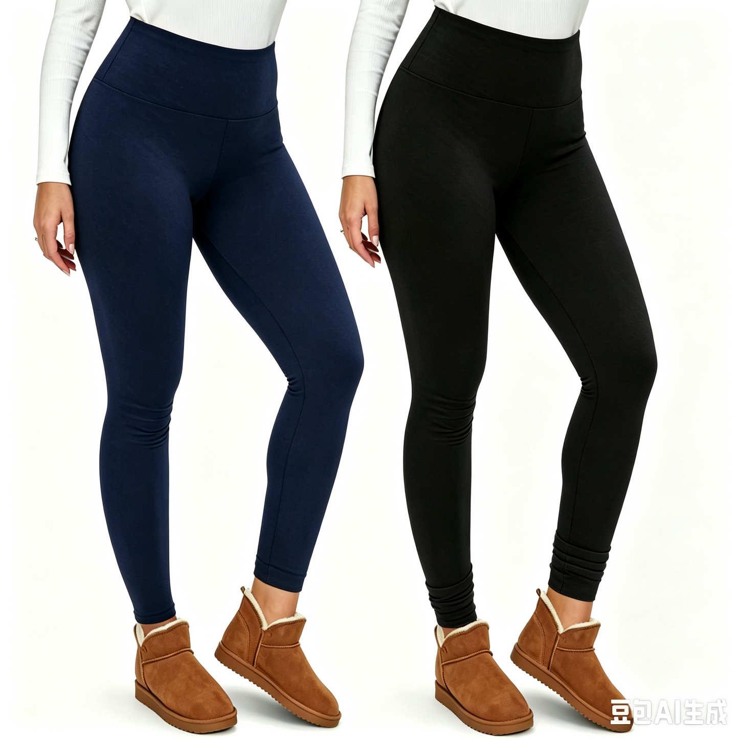 MOSHU 2 Pack Leggings for Women High Waisted Fleece Lined Leggings Thermal Yoga Pants Winter Warm Tummy Control Workout Pants