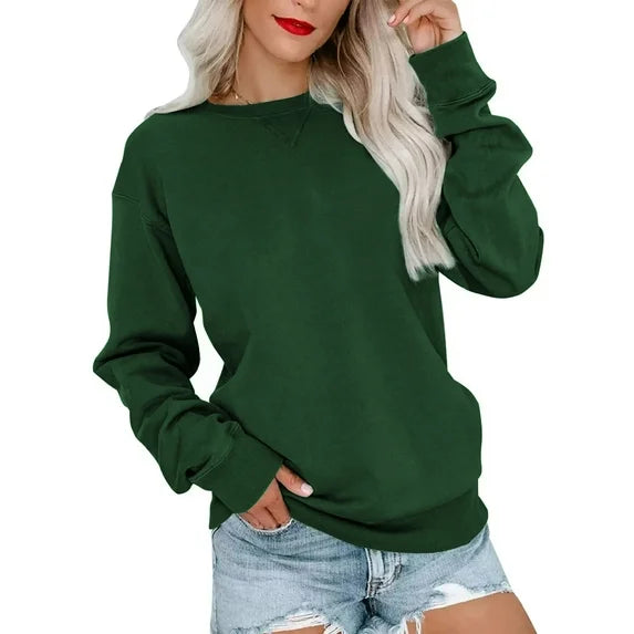 MOSHU Casual Womens Sweatshirts Crewneck Long Sleeve Tops Oversized Pullover Sweatshirt for Women