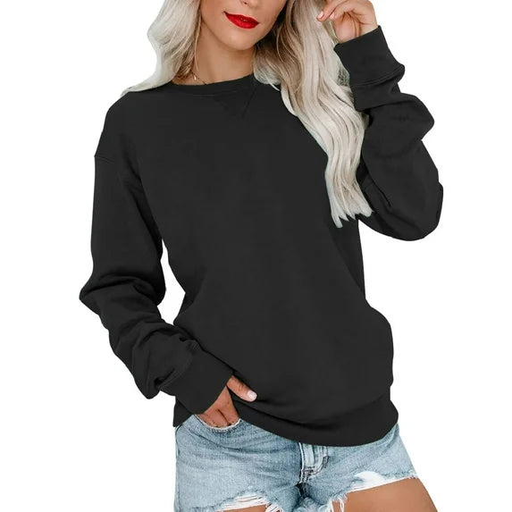 MOSHU Casual Womens Sweatshirts Crewneck Long Sleeve Tops Oversized Pullover Sweatshirt for Women