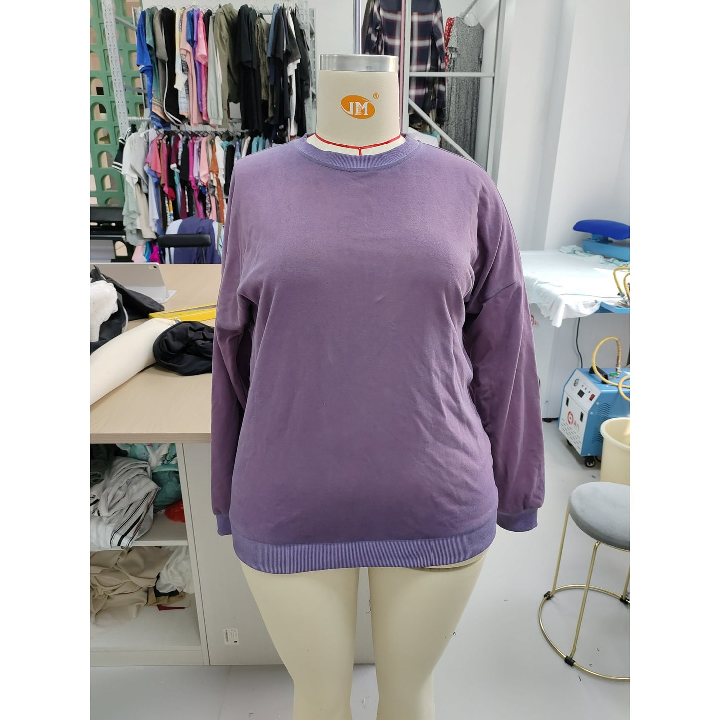 MOSHU Cotton Womens Sweatshirts Crewneck Long Sleeve Tops Vintage Print Pullover Seatshirts for Womens Loose Fit