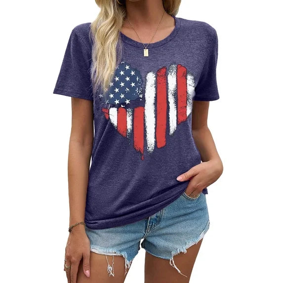 MOSHU Womens T-shirts Round Neck Shirts for Women Short Sleeve Loose Graphic Tees