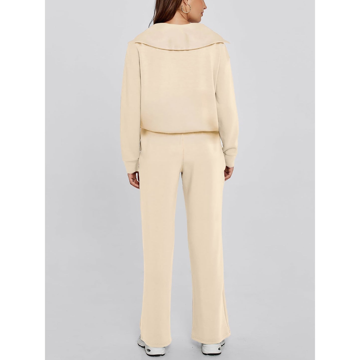 MOSHU 2 Piece Womens Outfits Sets Half Zipper Oversized Sweatshirts and Drawstring Sweatpants with Pockets Fall Trendy Tracksuits