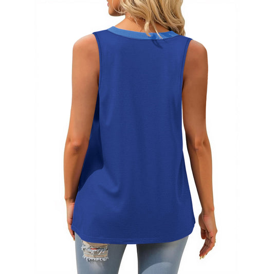 MOSHU Color Block Tank Tops for Women Casual Loose Tops Summer V Neck Sleeveless Shirts Basic Trendy Tunic Tops