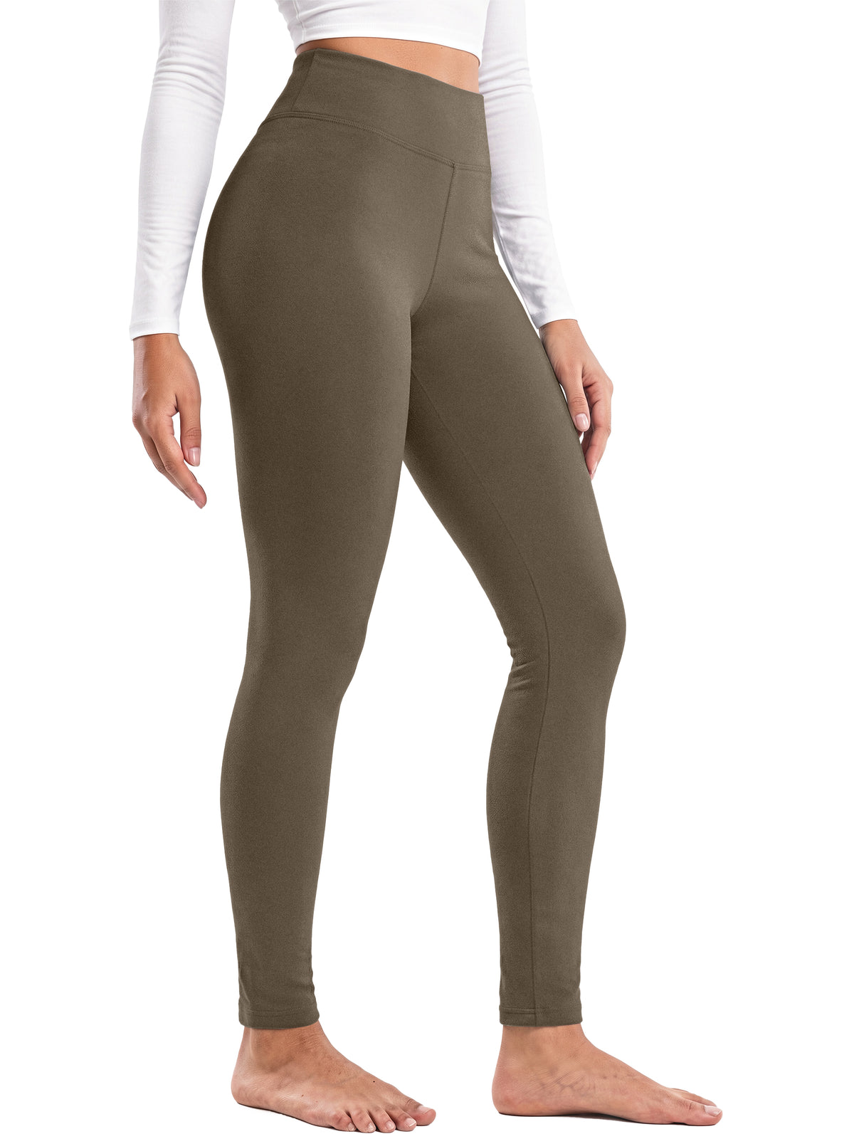 MOSHU Fleece Lined Leggings for Women High Waisted Leggings Thermal Yoga Pants Winter Warm Tummy Control Workout Pants