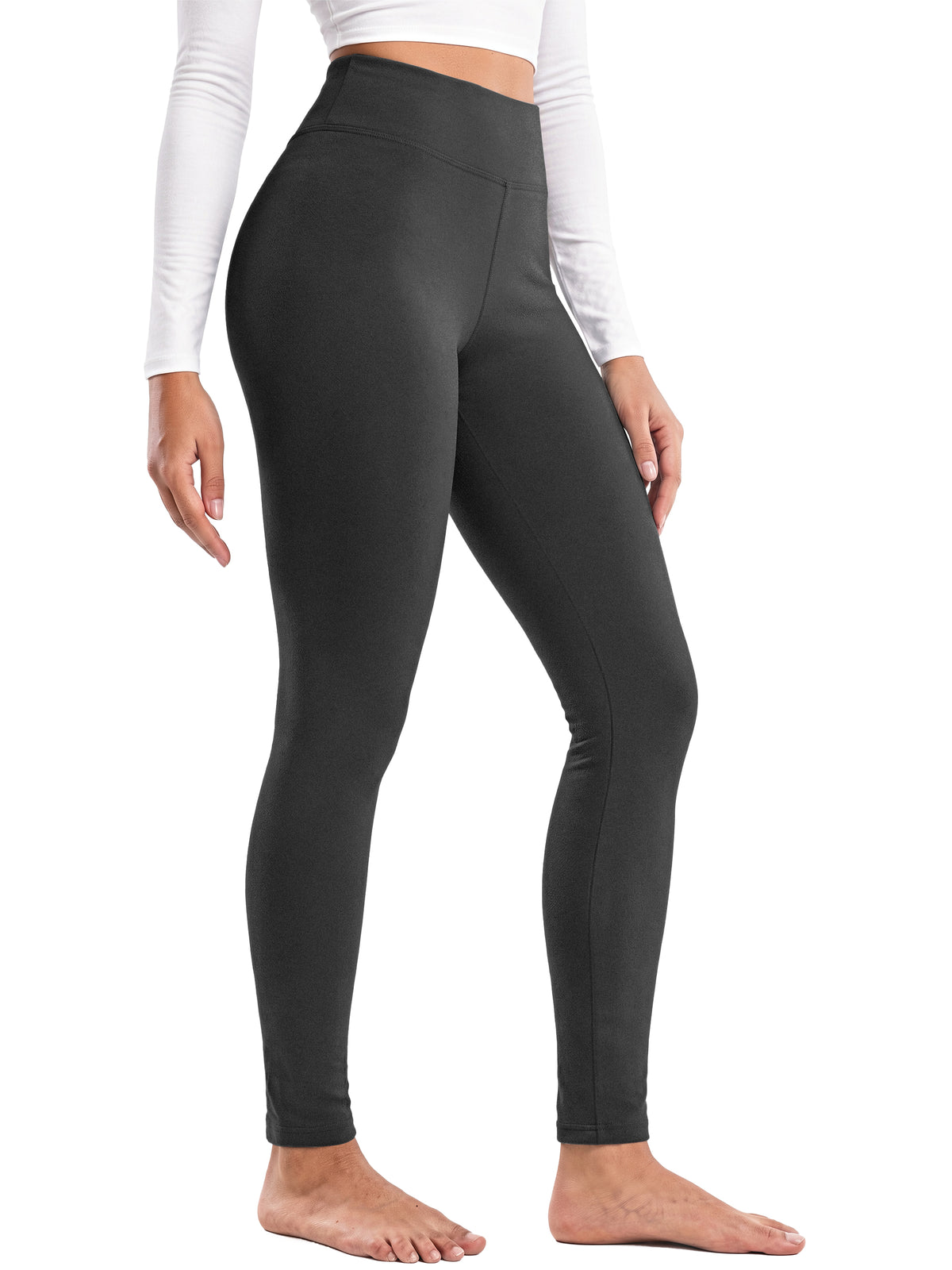 MOSHU Fleece Lined Leggings for Women High Waisted Leggings Thermal Yoga Pants Winter Warm Tummy Control Workout Pants