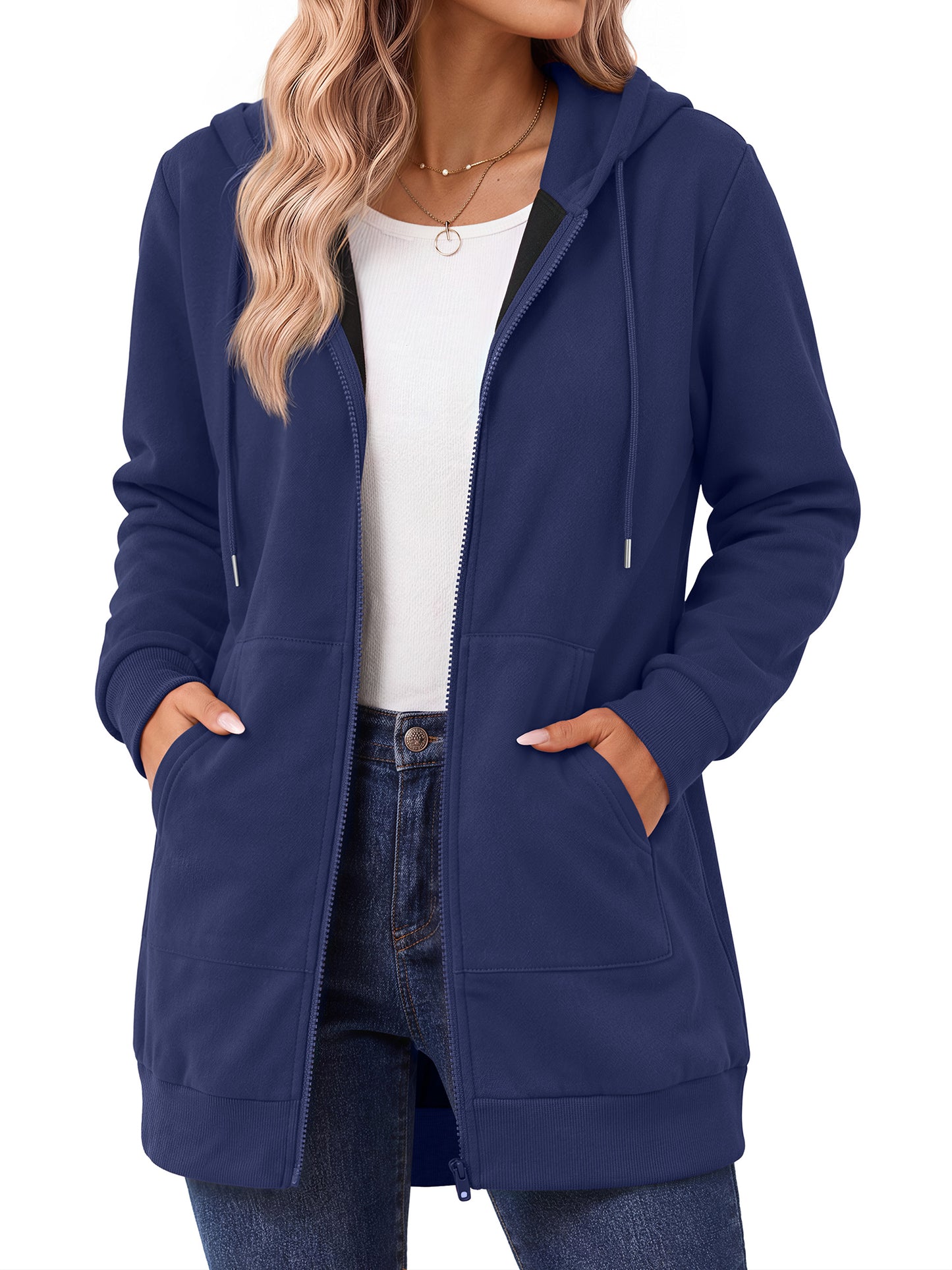 MOSHU Women Zip Up Hoodies Long Sleeve Cotton Fleece Sweatshirts for Women Casual Hooded Jackets Fall Tops with Pockets