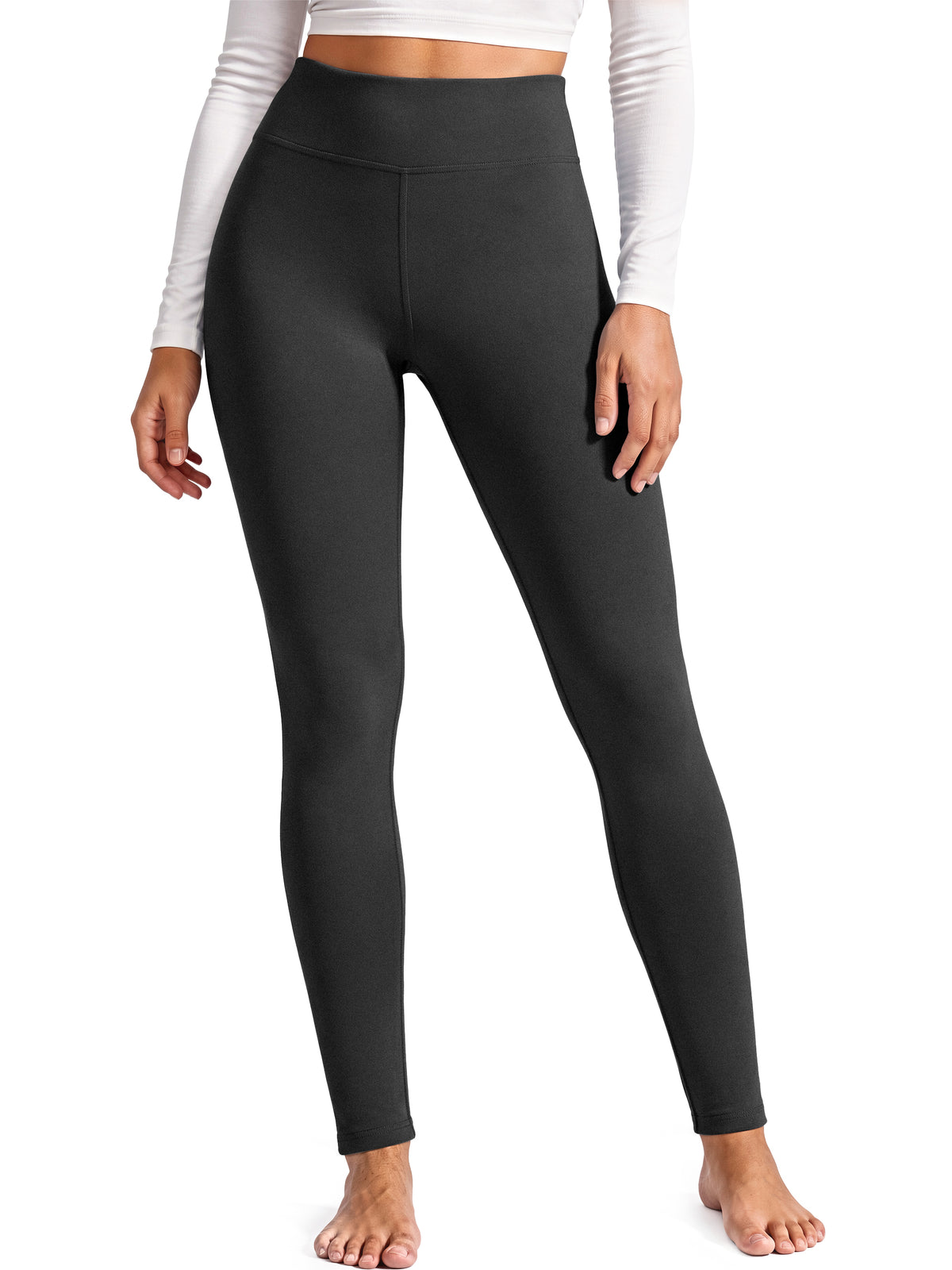 MOSHU Fleece Lined Leggings for Women High Waisted Leggings Thermal Yoga Pants Winter Warm Tummy Control Workout Pants