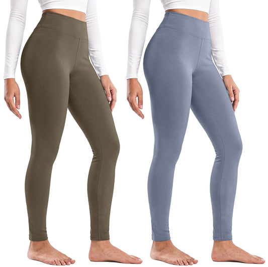 MOSHU 2 Pack Leggings for Women High Waisted Fleece Lined Leggings Thermal Yoga Pants Winter Warm Tummy Control Workout Pants