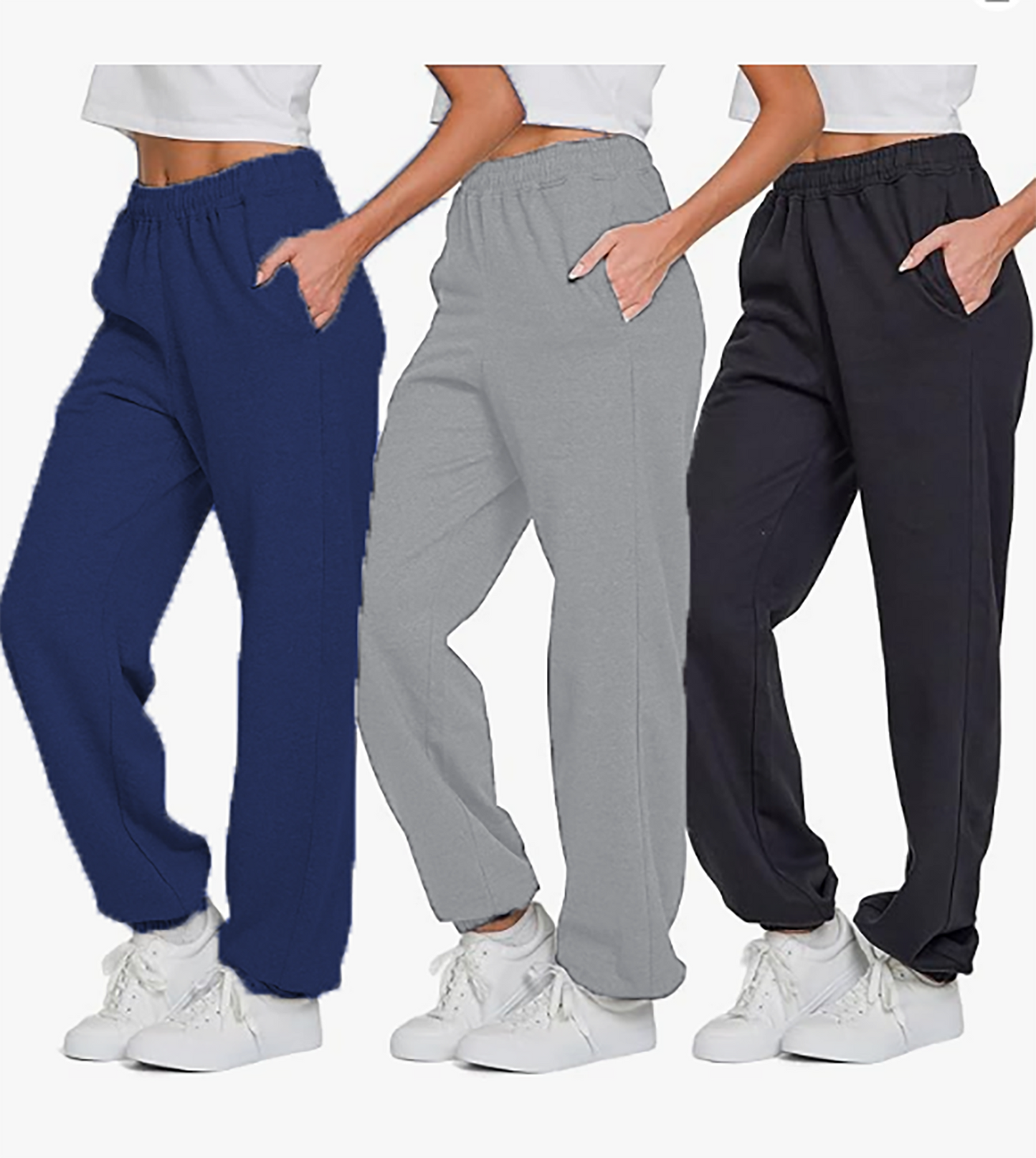 MOSHU 3 Pack Sweatpants for Womens Athletic Joggers with Pockets Elastic Waist Womens Sweatpants Baggy Comfy Lounge pants
