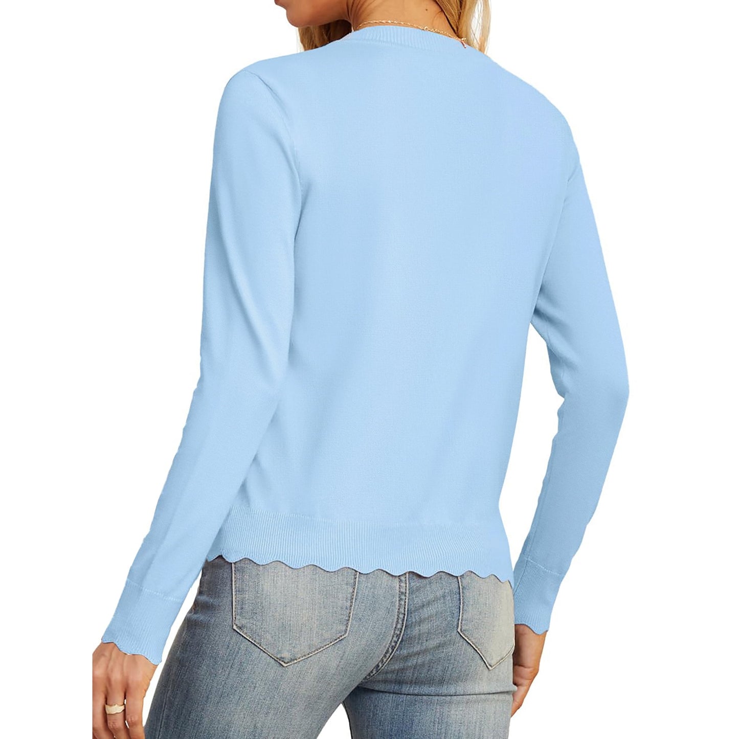 MOSHU V neck Cardigans for Women Long Sleeve Button Down Sweaters Open Front Knit Shrugs Cardigan Outerwear Coats
