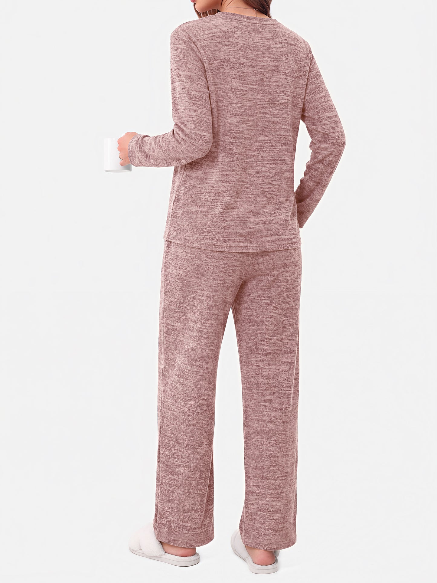 MOSHU Pajama Sets for Women Casual Two Piece Lounge Sets Soft Long Sleeve Tops and Long Pants Comfy Sleepwear fall Outfits