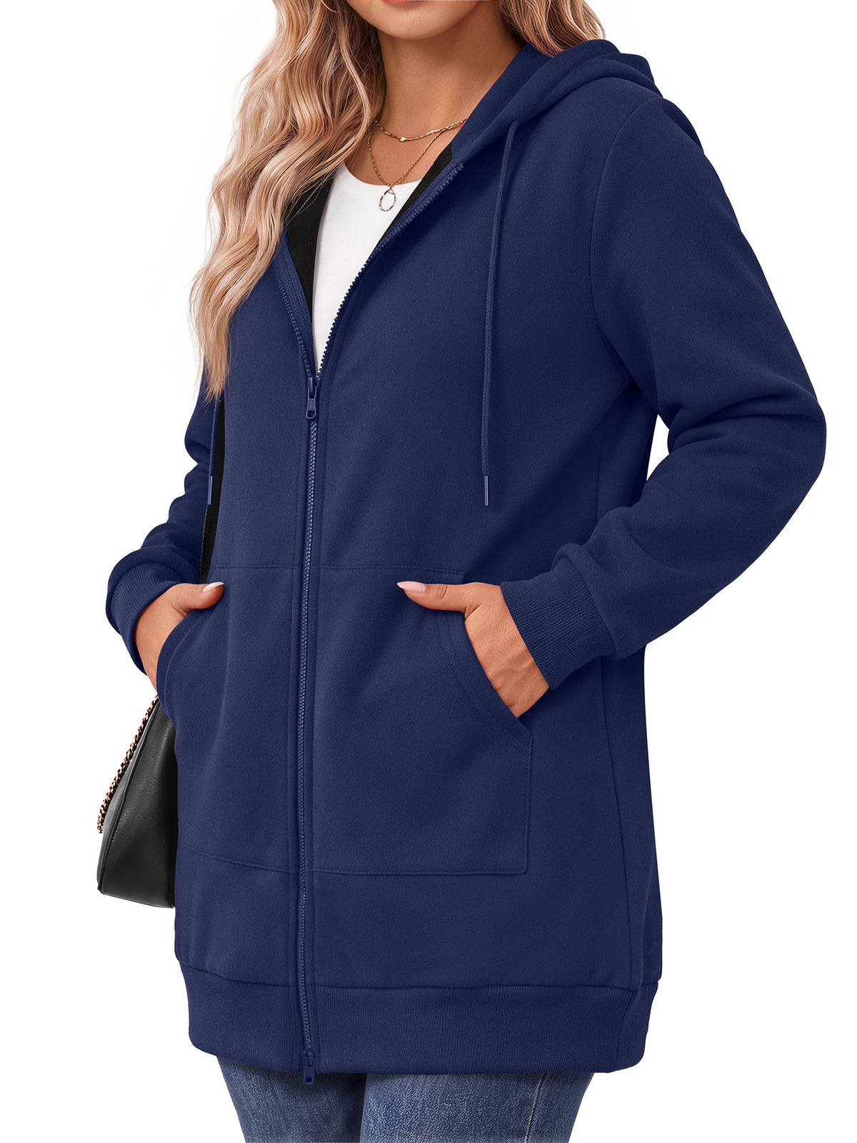 MOSHU Women Zip Up Hoodies Long Sleeve Cotton Fleece Sweatshirts for Women Casual Hooded Jackets Fall Tops with Pockets