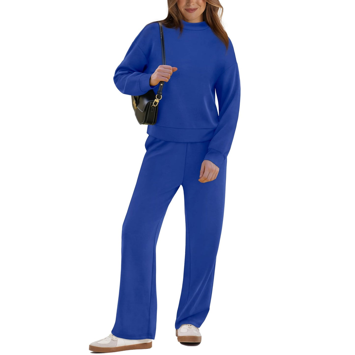 MOSHU Two Piece Sets for Women Casual Lounge Sets Mock Neck Sweatshirts and Drawstring Jogger Pants Vacation Travel Outfits