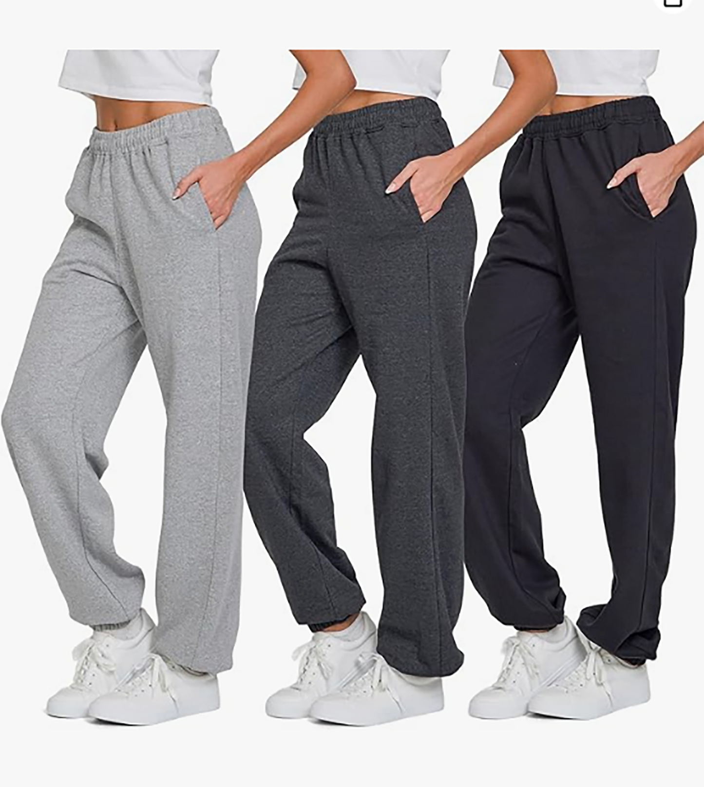 MOSHU 3 Pack Sweatpants for Womens Athletic Joggers with Pockets Elastic Waist Womens Sweatpants Baggy Comfy Lounge pants