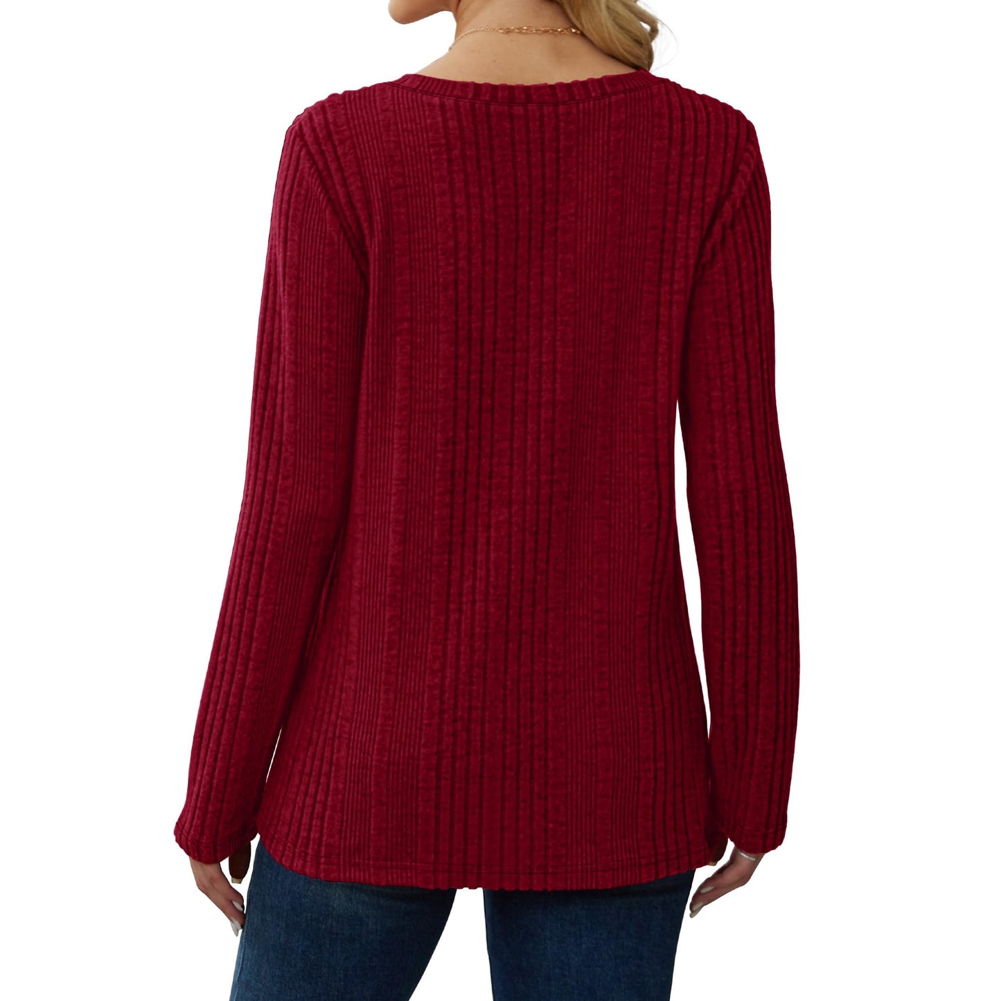 MOSHU Dressy Tops for Women Classic Fit Long Sleeve Shirts V Neck Lightweight Blouses Casual Tunic Womens Tops