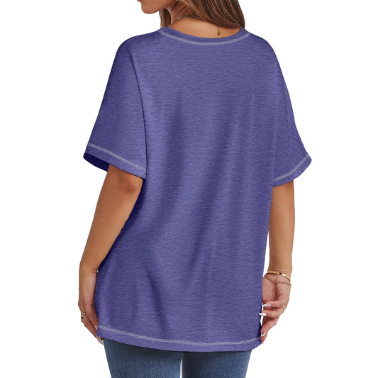 MOSHU Oversized T Shirts for Women Quilting Stitching Womens Shirts Classic Trendy Casual Tops