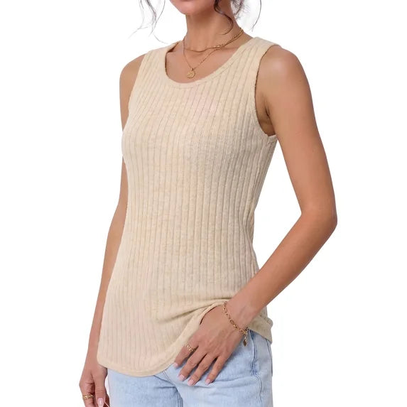 MOSHU 2 Pack Tank Tops for Women Crew Neck Sleeveless Tops Dressy Casual Loose Fit Summer Shirts