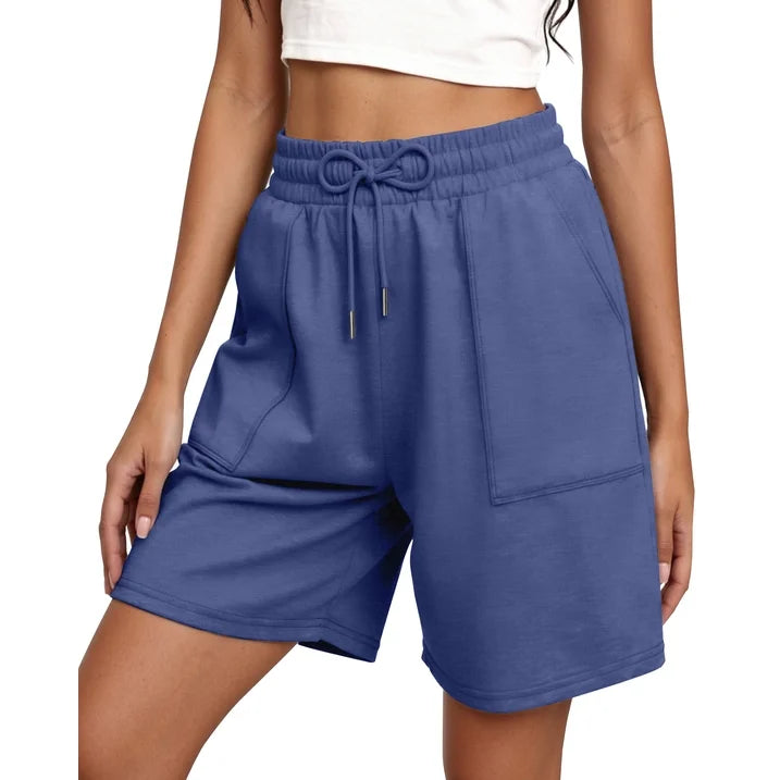 MOSHU Womens Cotton Shorts Drawstring Waist Sweat Shorts for Women Summer Casual Shorts with Pockets