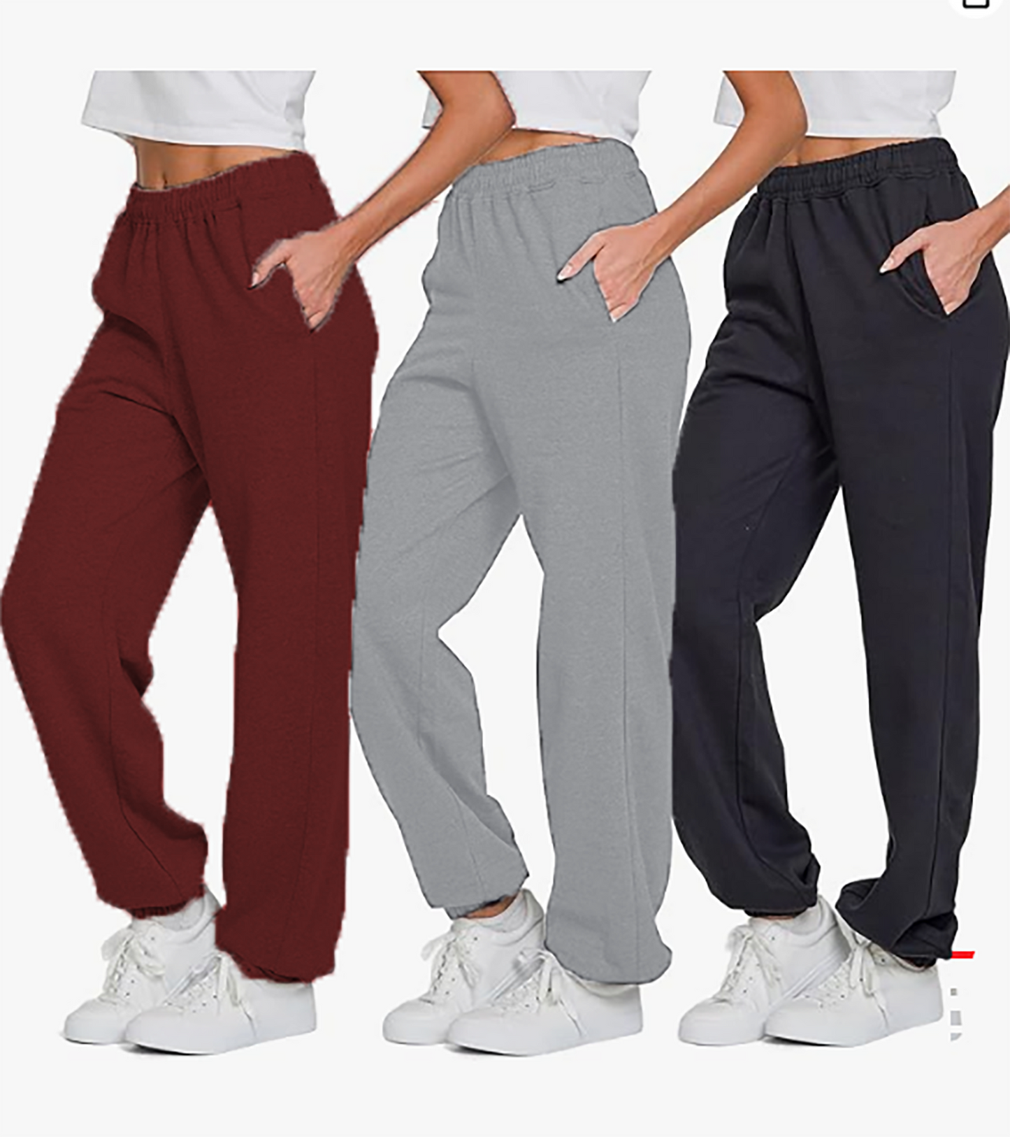 MOSHU 3 Pack Sweatpants for Womens Athletic Joggers with Pockets Elastic Waist Womens Sweatpants Baggy Comfy Lounge pants