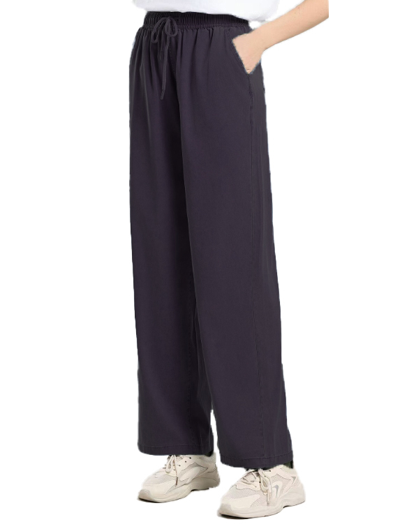 MOSHU Wide Leg Jeans for Women Elastic Waisted Denim Pants Straight Casual Womens Jean with Side Pockets