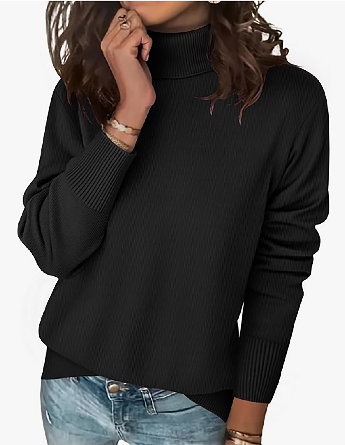 MOSHU Turtleneck Sweaters for Women Long Sleeve Casual Tops Knit Womens Pullover Sweaters Winter Clothes