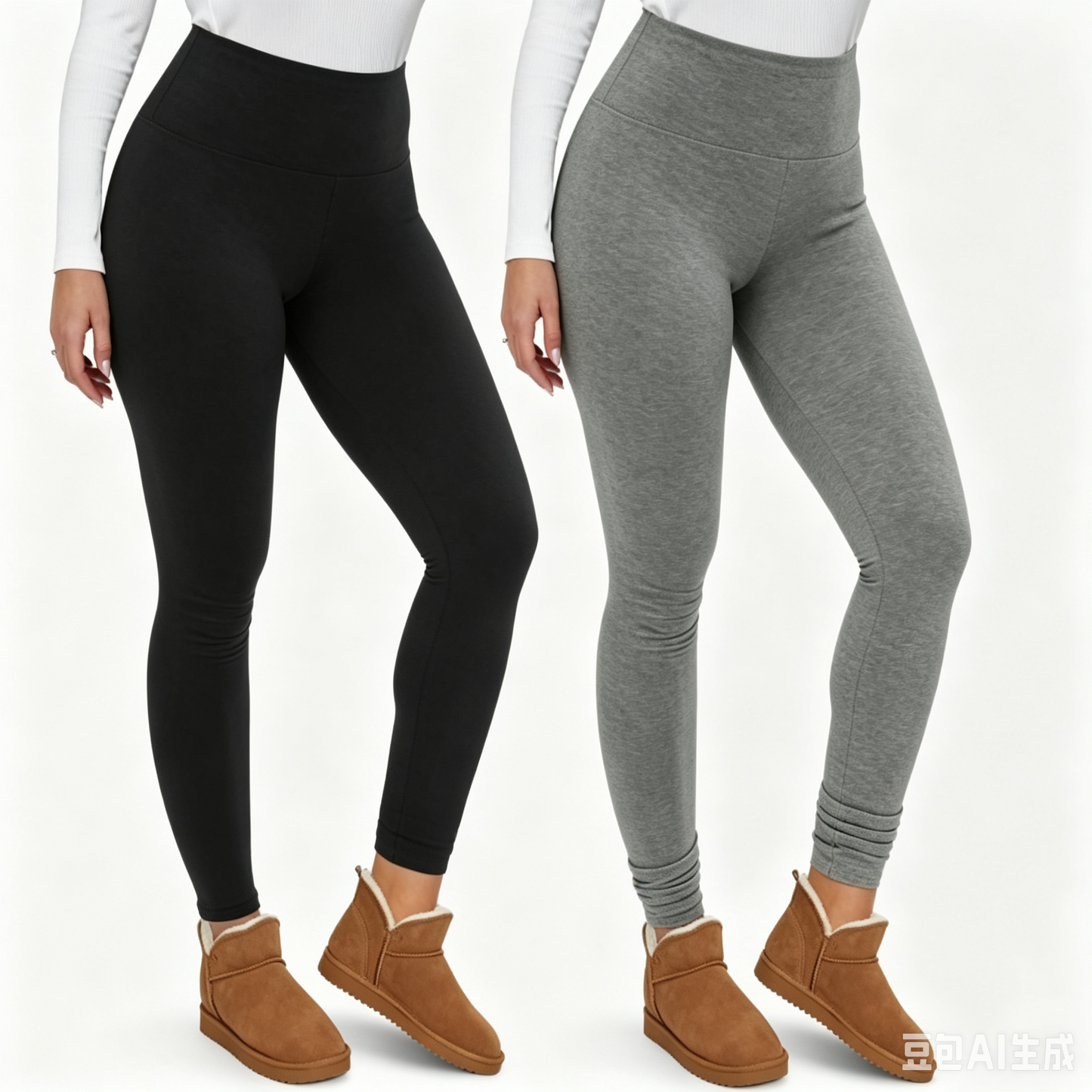 MOSHU 2 Pack Leggings for Women High Waisted Fleece Lined Leggings Thermal Yoga Pants Winter Warm Tummy Control Workout Pants