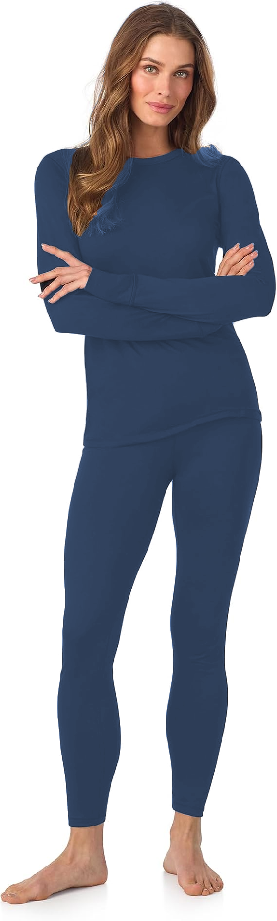 MOSHU Womens Pajama Sets Two Piece Thermal Underwear for Women Crew Neck Long Sleeve Tops and Leggings Lounge Sets