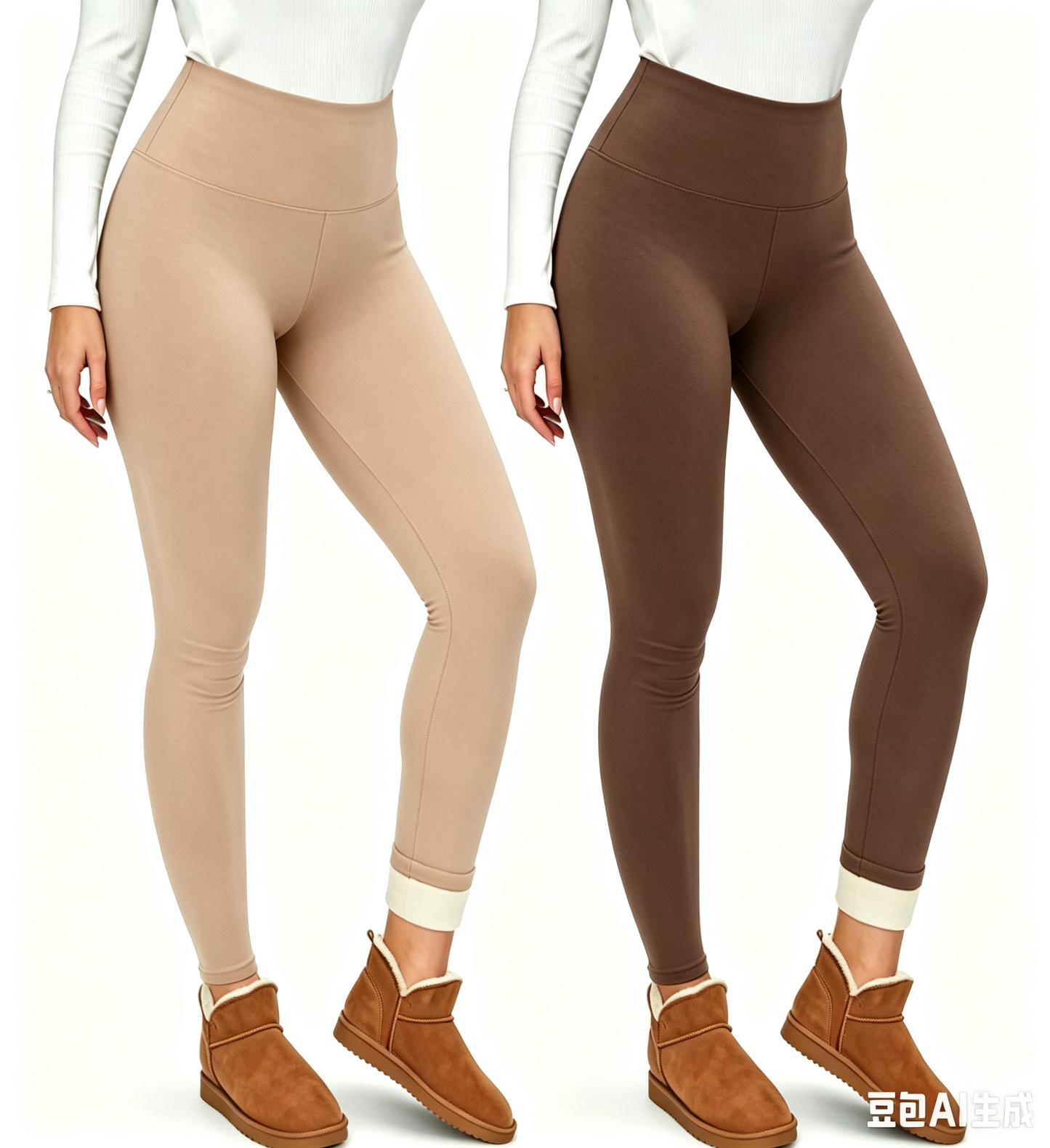MOSHU 2 Pack Leggings for Women High Waisted Fleece Lined Leggings Thermal Yoga Pants Winter Warm Tummy Control Workout Pants