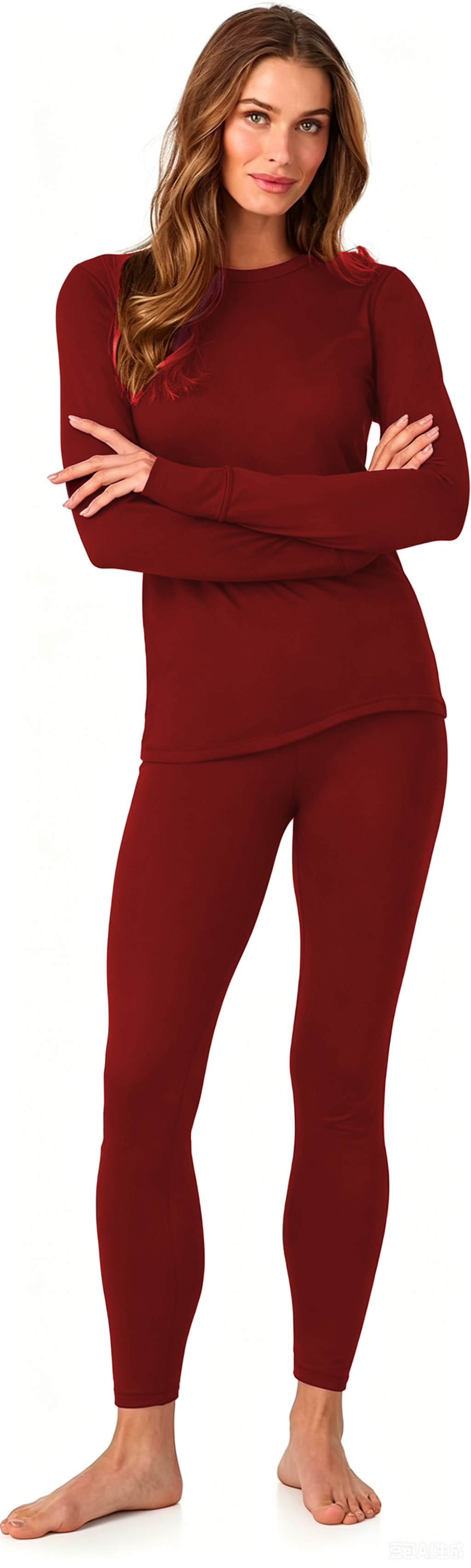 MOSHU Womens Pajama Sets Two Piece Thermal Underwear for Women Crew Neck Long Sleeve Tops and Leggings Lounge Sets