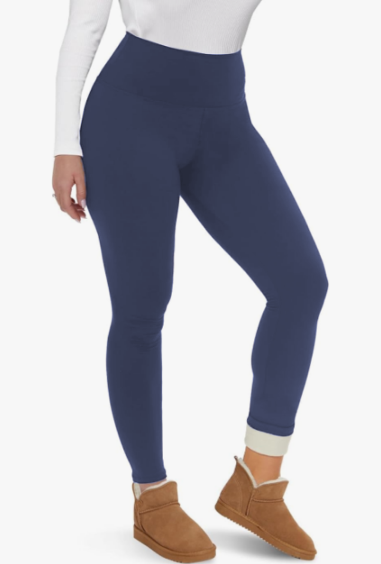 MOSHU Fleece Lined Leggings for Women High Waisted Leggings Thermal Yoga Pants Winter Warm Tummy Control Workout Pants