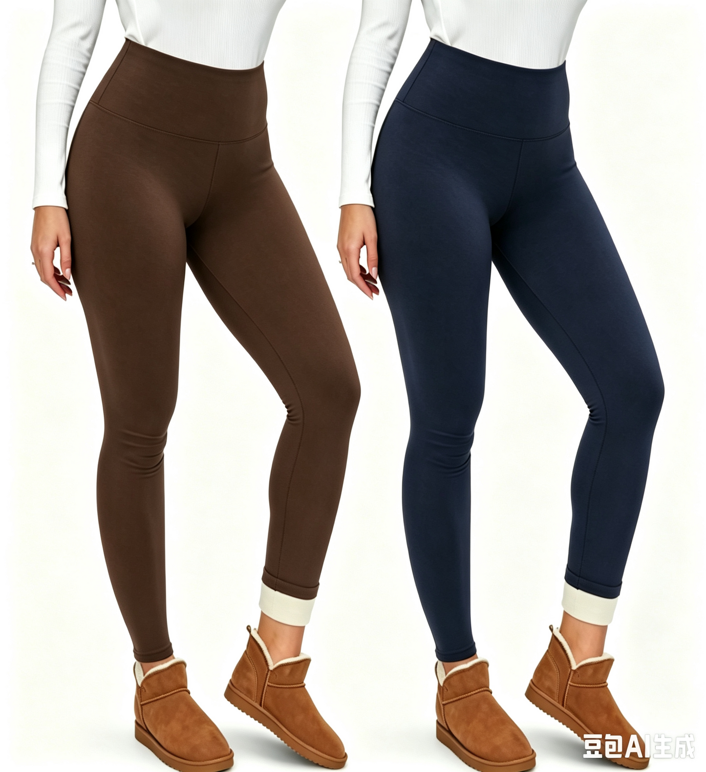 MOSHU 2 Pack Leggings for Women High Waisted Fleece Lined Leggings Thermal Yoga Pants Winter Warm Tummy Control Workout Pants