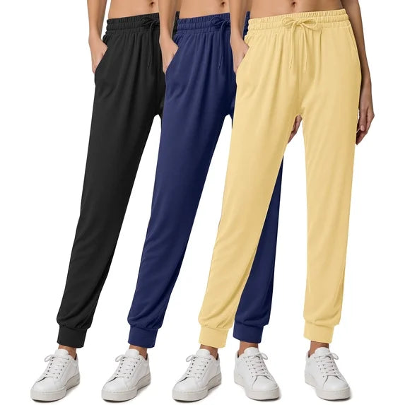 MOSHU 3 Pack Sweatpants for Women Athletic Joggers with Pockets Elastic Waist Lightweight Sweatpants Casual Soft Pants