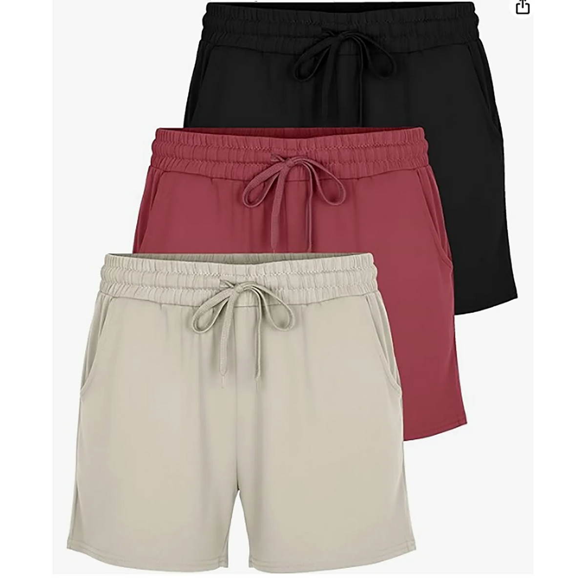 MOSHU 3 Pack Womens Pajamas Shorts Drawstring Pj Shorts for Women Casual Sleep Lounge Shorts with Pockets