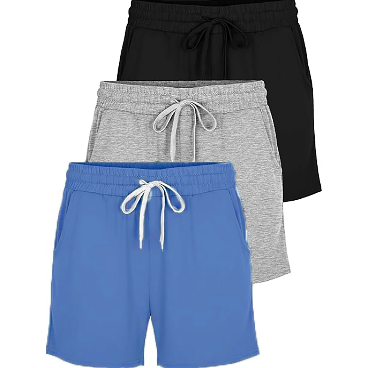 MOSHU 3 Pack Womens Pajamas Shorts Drawstring Pj Shorts for Women Casual Sleep Lounge Shorts with Pockets