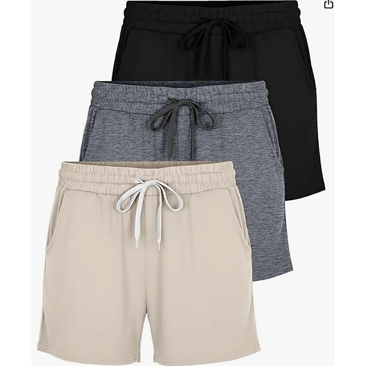 MOSHU 3 Pack Womens Pajamas Shorts Drawstring Pj Shorts for Women Casual Sleep Lounge Shorts with Pockets
