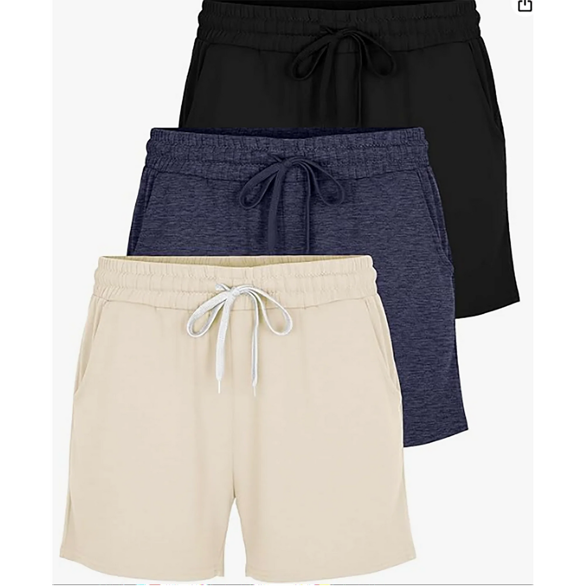 MOSHU 3 Pack Womens Pajamas Shorts Drawstring Pj Shorts for Women Casual Sleep Lounge Shorts with Pockets