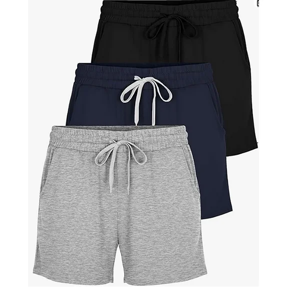 MOSHU 3 Pack Womens Pajamas Shorts Drawstring Pj Shorts for Women Casual Sleep Lounge Shorts with Pockets