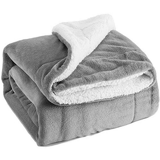 MOSHU Double-Sided Sherpa Flannel Reversible Bed Blanket, 60" X 80"