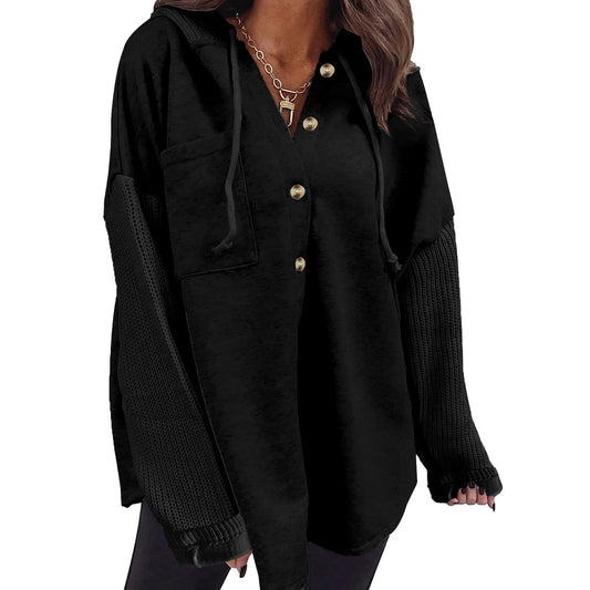 MOSHU Oversize Hoodies for Women Loose Fit Drawstring Hooded Womens Sweatshirts Button Down Shacket Jackets with Pocket
