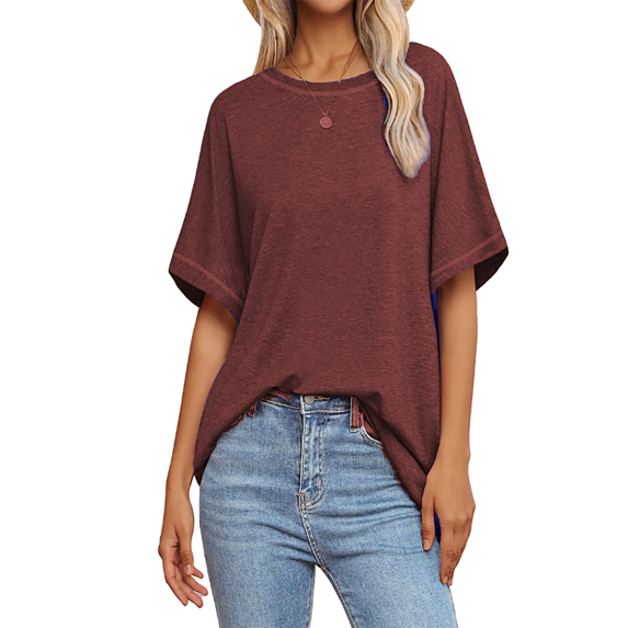 MOSHU Oversized T Shirts for Women Quilting Stitching Womens Shirts Classic Trendy Casual Tops