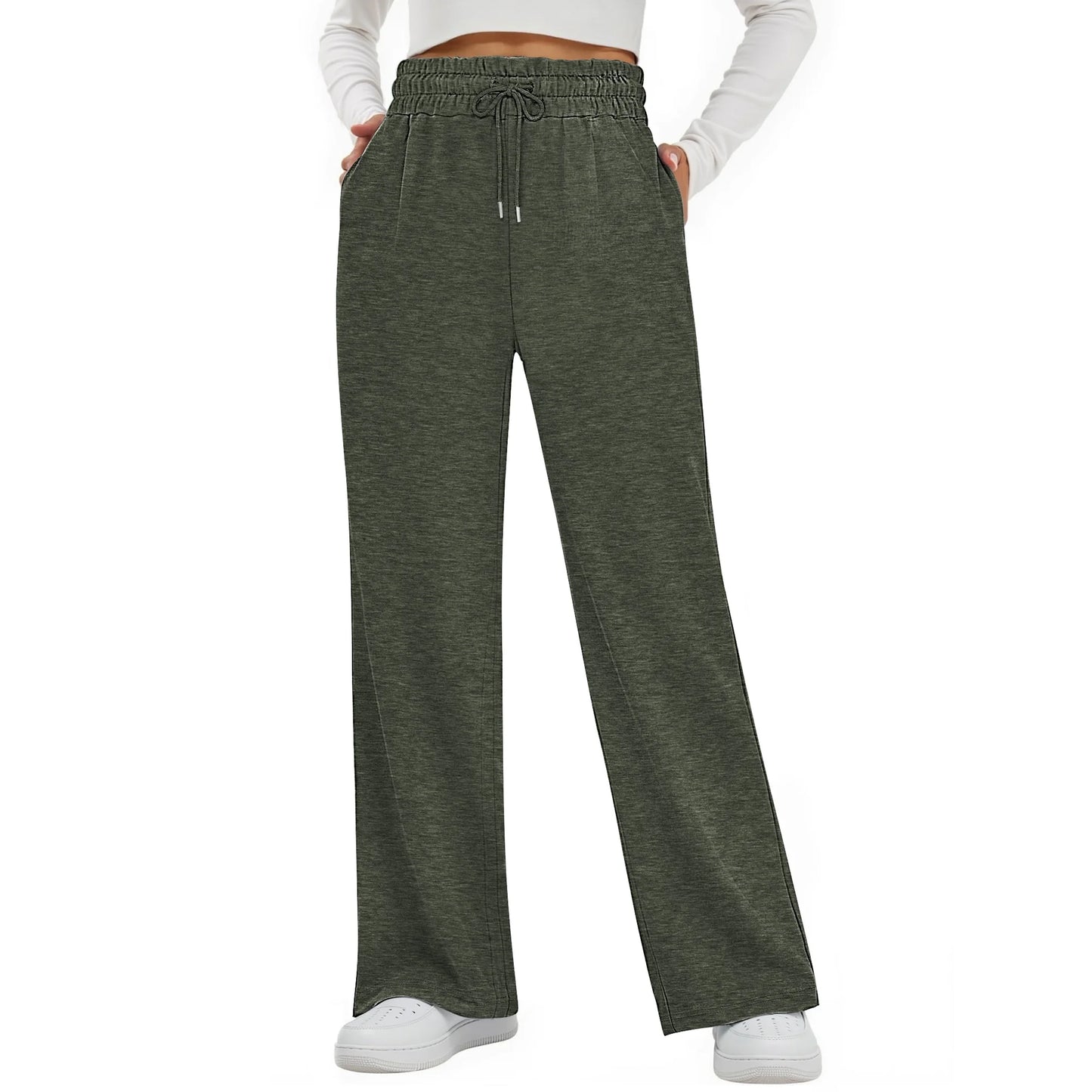 MOSHU Sweatpants for Women Straight Leg Elastic Waist Fall Pants Baggy Lounge Pants Womens Sweatpants with Pockets