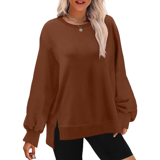 MOSHU Oversized Sweatshirts for Women Crew Neck Long Sleeve Tops Casual Pullover Sweatshirt Side Split Outfits