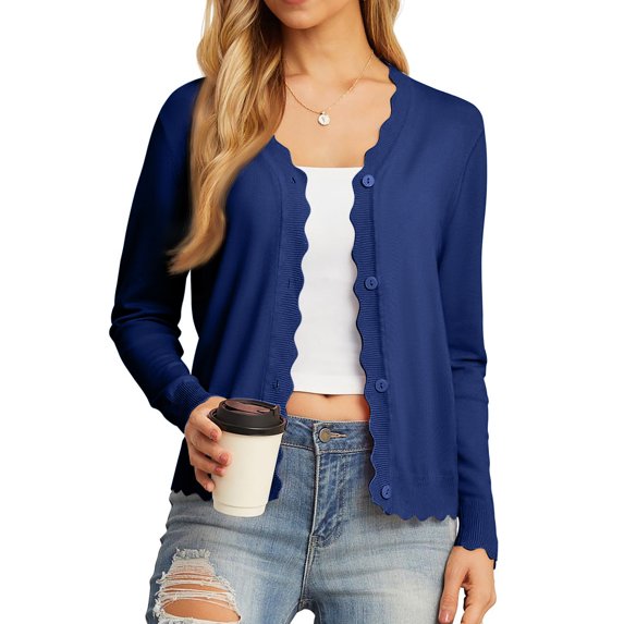 MOSHU V neck Cardigans for Women Long Sleeve Button Down Sweaters Open Front Knit Shrugs Cardigan Outerwear Coats