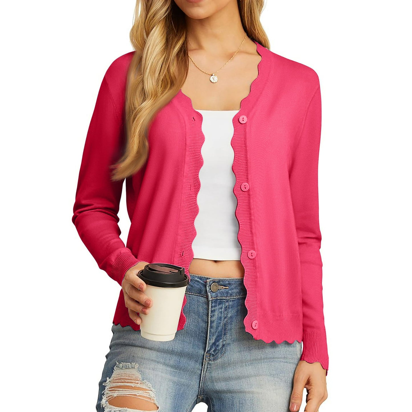 MOSHU V neck Cardigans for Women Long Sleeve Button Down Sweaters Open Front Knit Shrugs Cardigan Outerwear Coats
