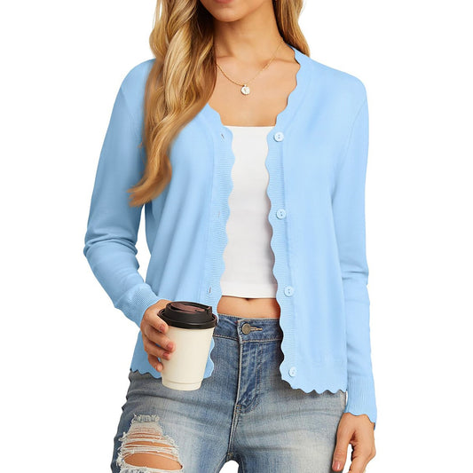 MOSHU V neck Cardigans for Women Long Sleeve Button Down Sweaters Open Front Knit Shrugs Cardigan Outerwear Coats