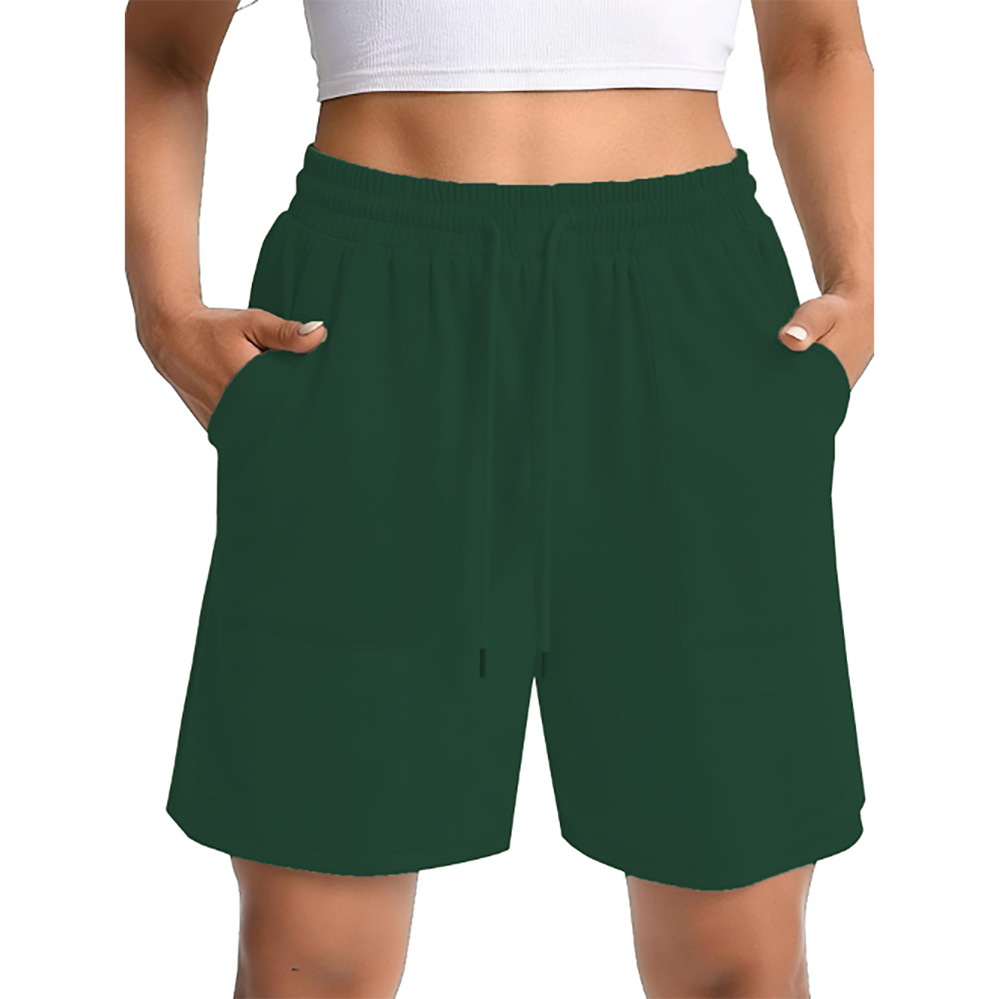 MOSHU Womens Cotton Shorts Drawstring Waist Sweat Shorts for Women Summer Casual Shorts with Pockets